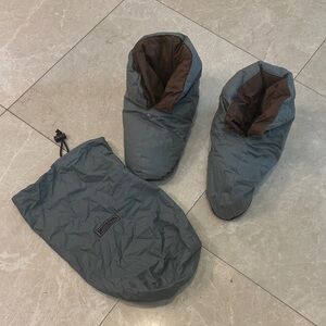 Gray/Blue Down Feather Insulated Slippers